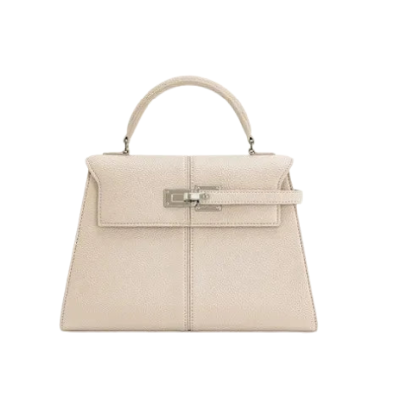 Leather Crossbody Bag | Trapezoid Design With Silver Hardware
