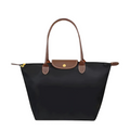 Classic Nylon Tote Bag | Brown Leather Trim With Gold Hardware