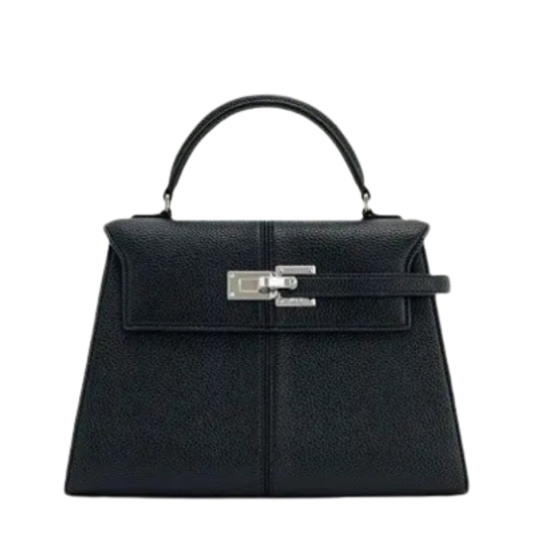 Leather Crossbody Bag | Trapezoid Design With Silver Hardware
