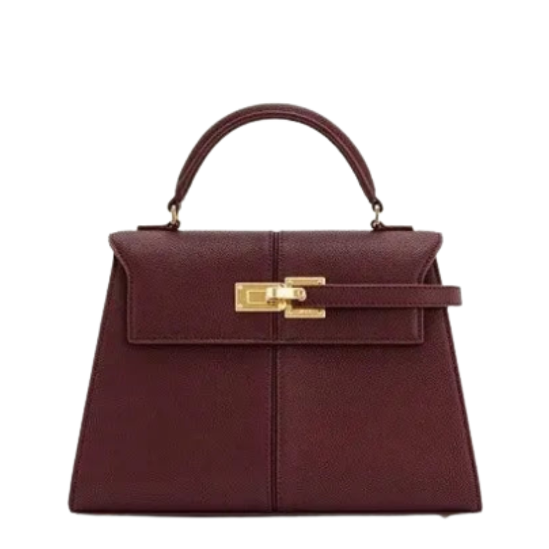 Leather Crossbody Bag | Trapezoid Design With Silver Hardware