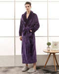 Plush Men's Bathrobe | Full Length Purple Velvet Robe