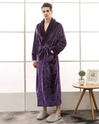 Plush Men's Bathrobe | Full Length Purple Velvet Robe