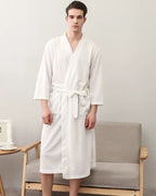 Waffle Knit Spa Robe | Cotton Kimono Style Bathrobe