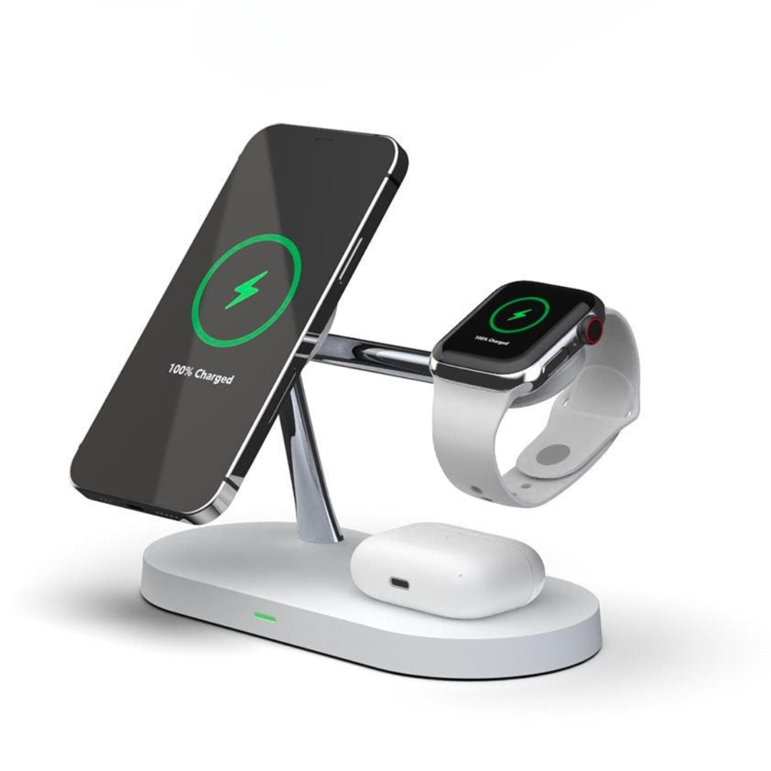 Wireless Charging Station | 4-in-1 Multi Device Stand with LED Light