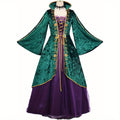 Medieval Velvet Dress | Emerald & Purple Renaissance Gown