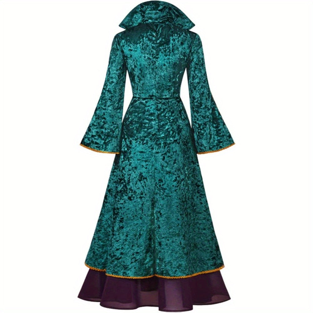 Medieval Velvet Dress | Emerald & Purple Renaissance Gown