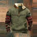 Western Fleece Pullover | Native Buffalo Print Quarter-Zip