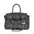 Distressed Denim Shoulder Bag | Vintage Chain Detail Design