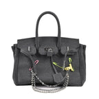Distressed Denim Shoulder Bag | Vintage Chain Detail Design