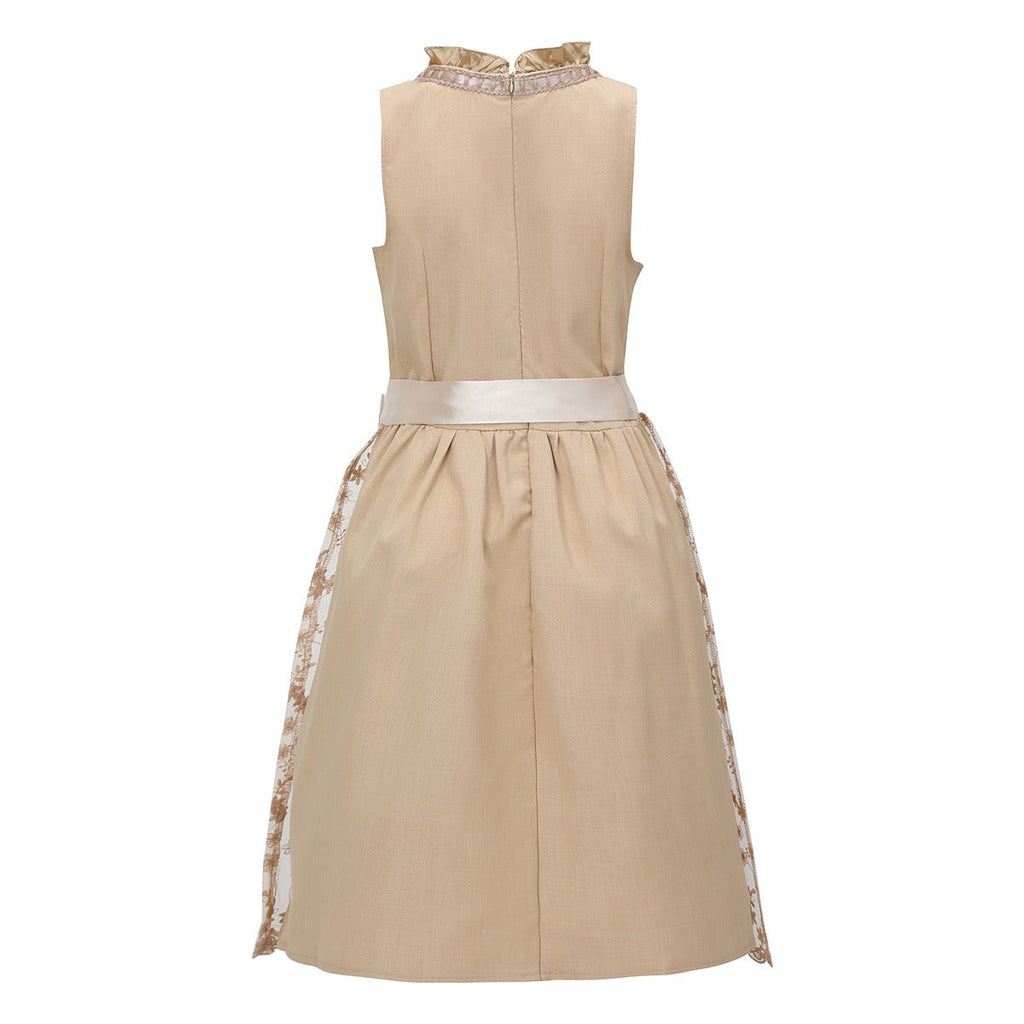 Traditional Dirndl Dress | Vintage Apricot With Lace Apron