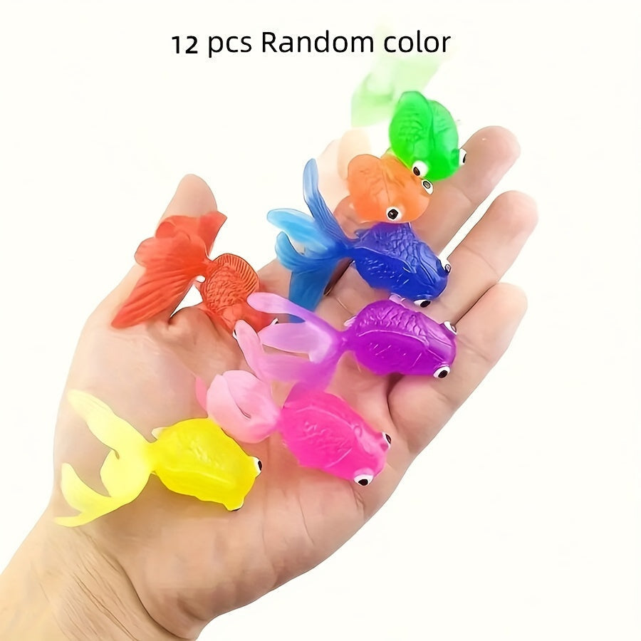 Floating Bath Fish Toys | 12-Pack Rubber Animal Set