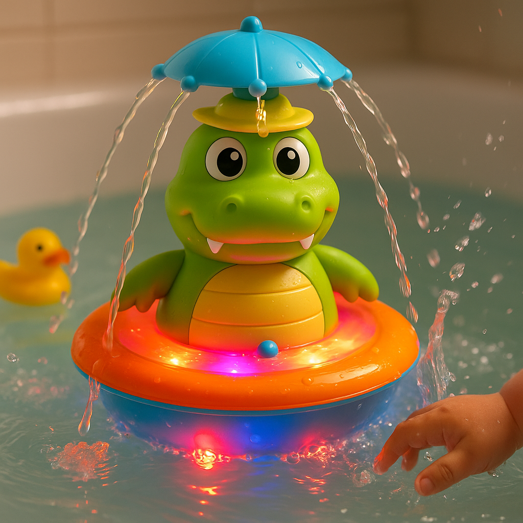 Interactive Bath Toy Crocodile | LED Light-Up Floating Water Sprayer