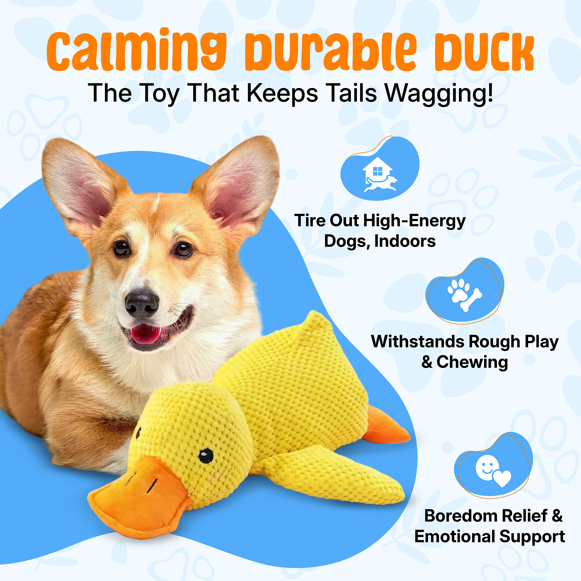 Plush Duck Dog Toy | Soft Squeaky Chew Toy