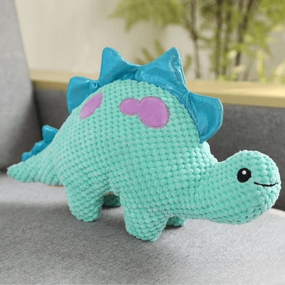Dinosaur Dog Toy | Orange Textured Plush T-Rex with Squeaker