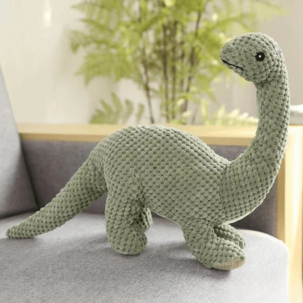 Dinosaur Dog Toy | Orange Textured Plush T-Rex with Squeaker