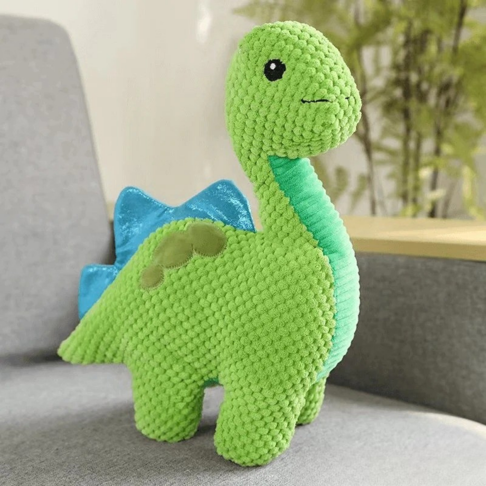 Dinosaur Dog Toy | Orange Textured Plush T-Rex with Squeaker