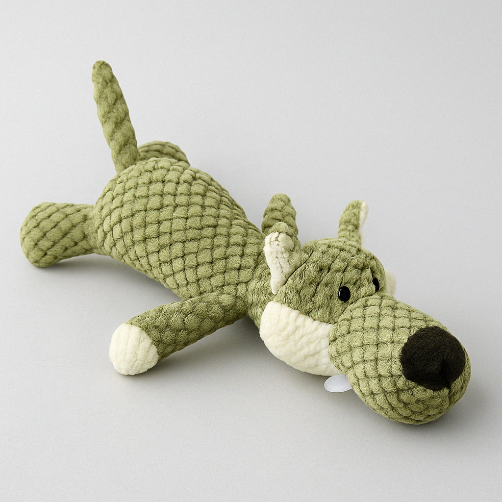 Plush Crocodile Dog Toy | Textured Fabric with Built-In Squeaker