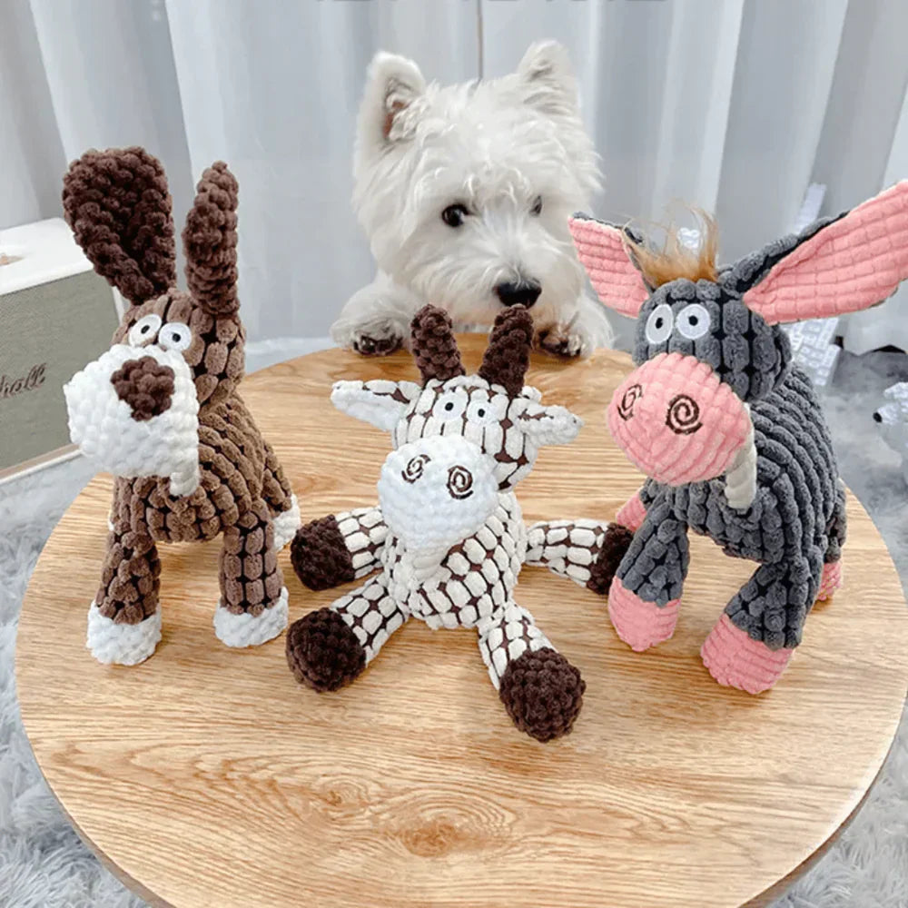 Corduroy Donkey Dog Toy | Durable Plush Squeaky Design