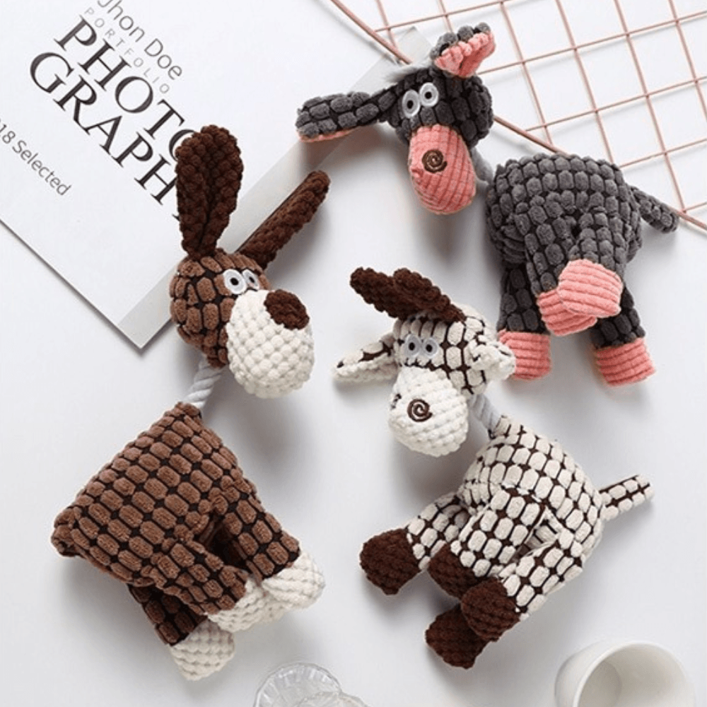 Corduroy Donkey Dog Toy | Durable Plush Squeaky Design