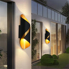 Modern Outdoor Wall Light | Black Gold Spiral Design