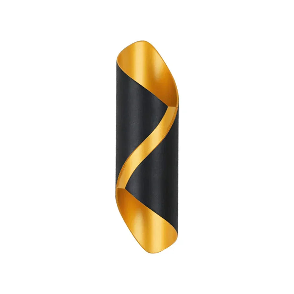 Modern Outdoor Wall Light | Black Gold Spiral Design