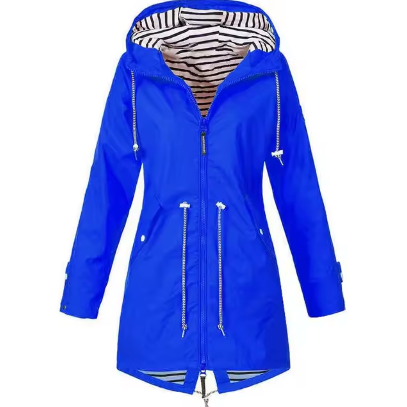 Waterproof Hooded Coat | Black Striped Liner Design