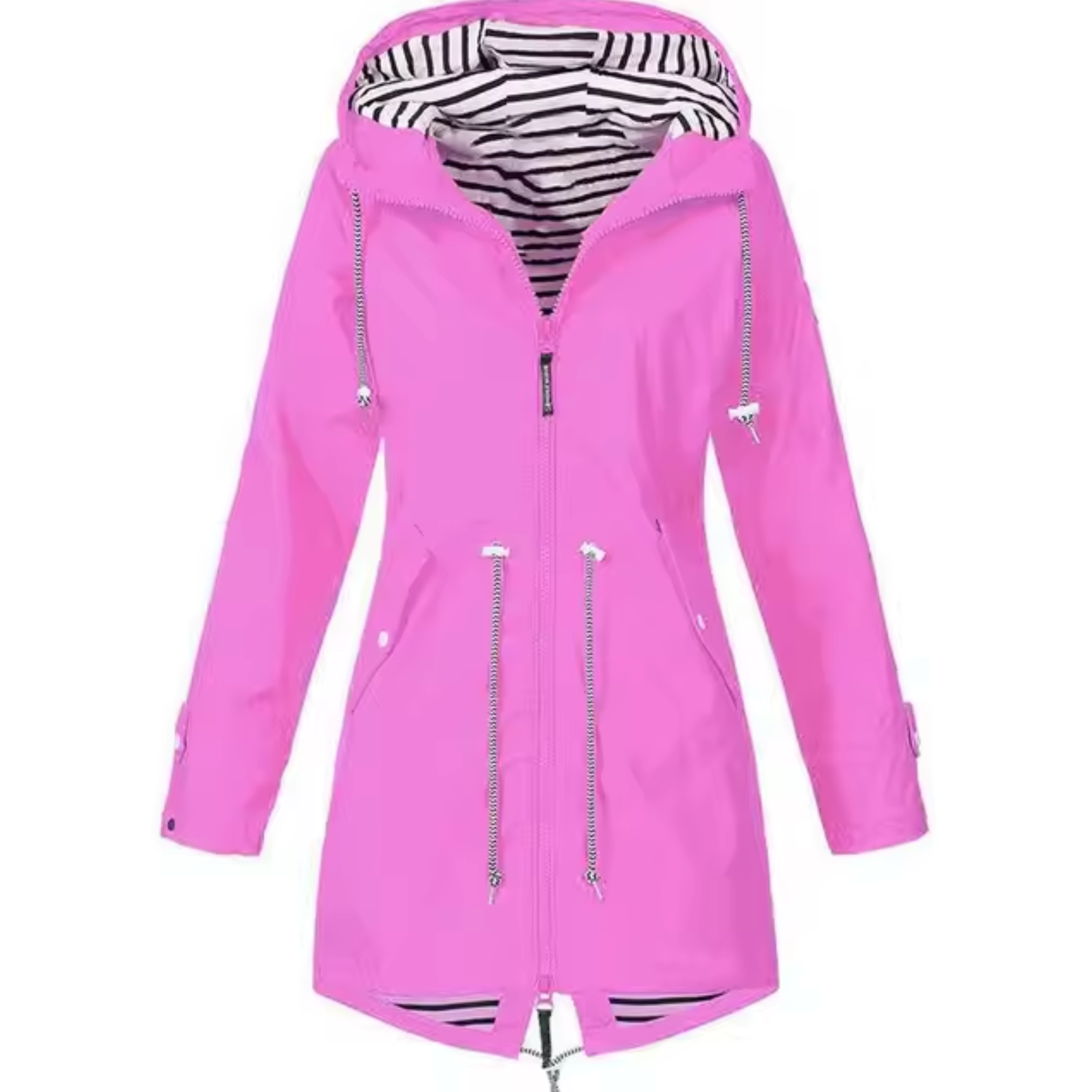 Waterproof Hooded Coat | Black Striped Liner Design