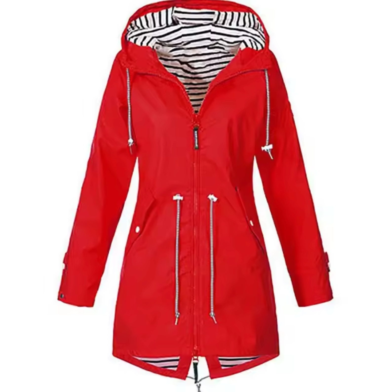 Waterproof Hooded Coat | Black Striped Liner Design