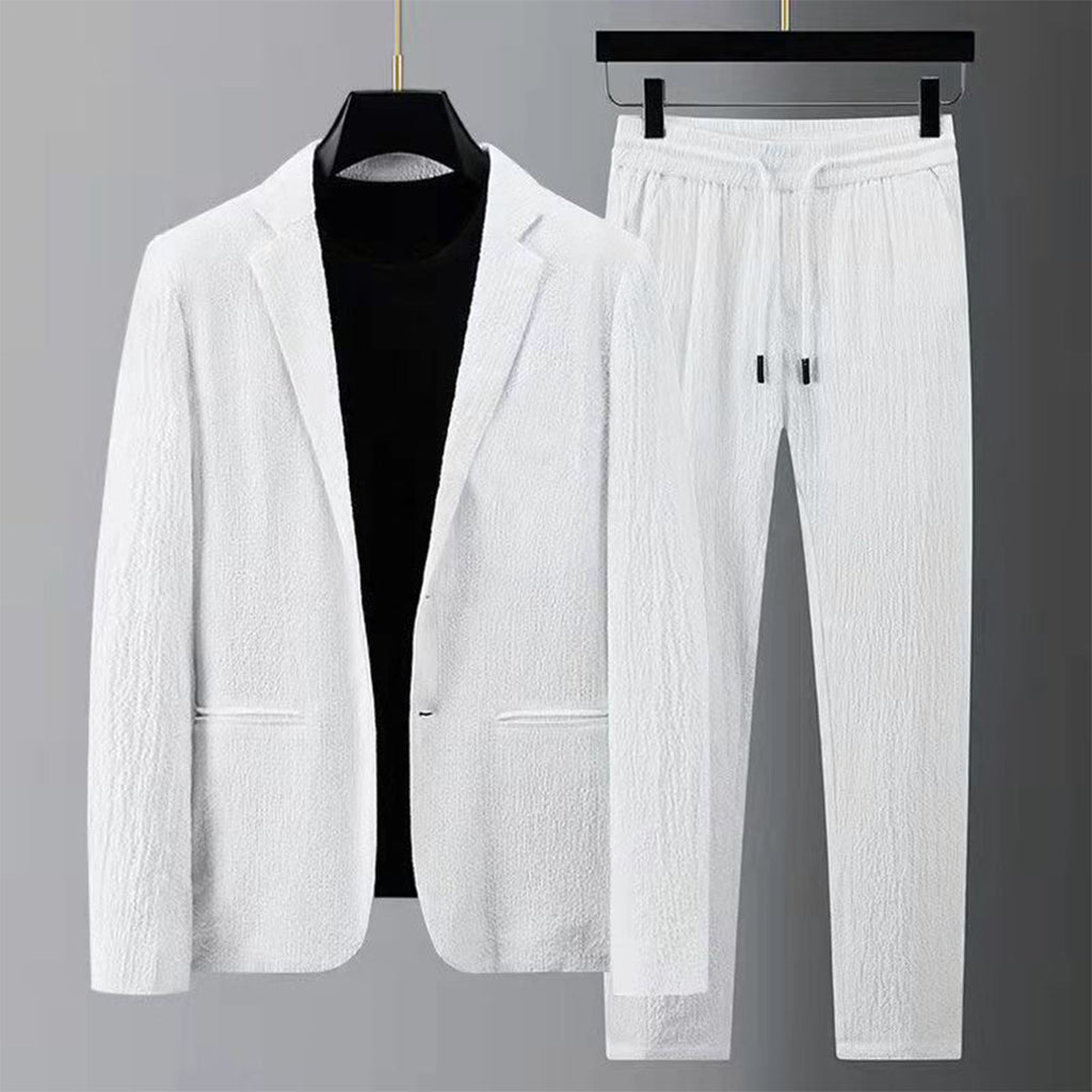 Modern Loungewear Set | Textured Polyester Blazer and Pants