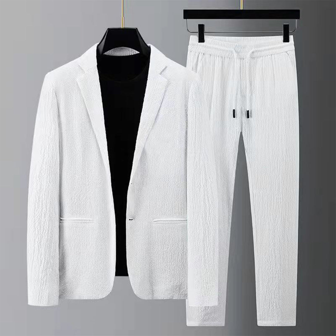 Modern Loungewear Set | Textured Polyester Blazer and Pants