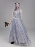 Women’s Gothic Corpse Bride Halloween Costume Dress | Lace Maxi Gown