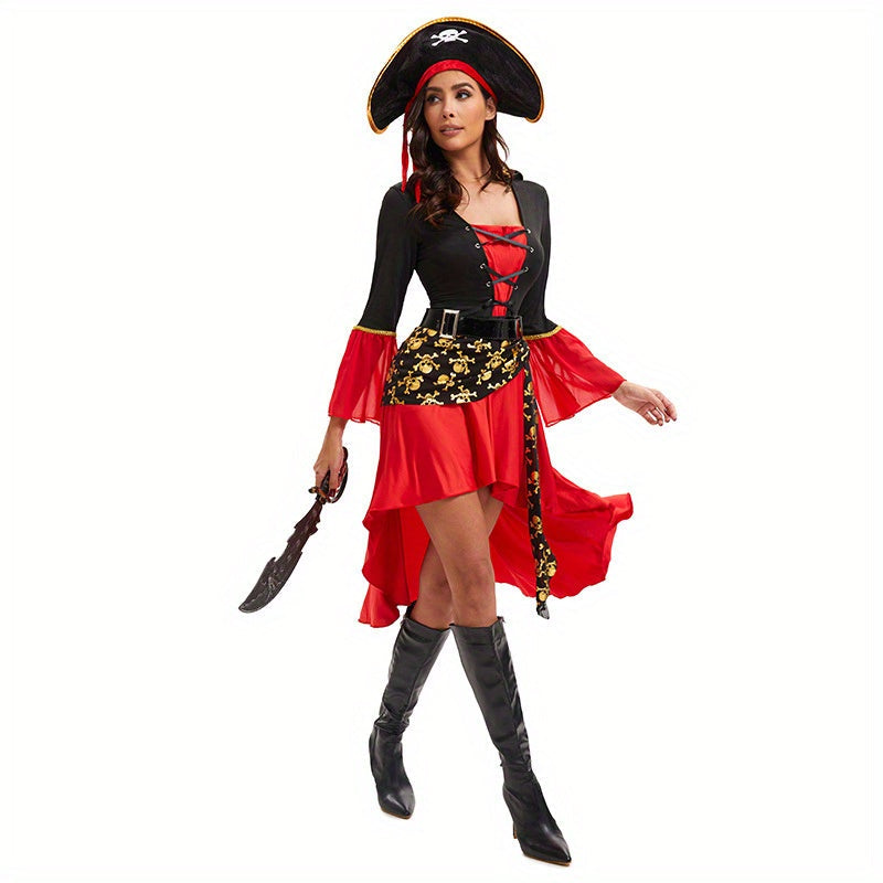 Pirate Costume Dress | Asymmetric Hem With Corset Detail