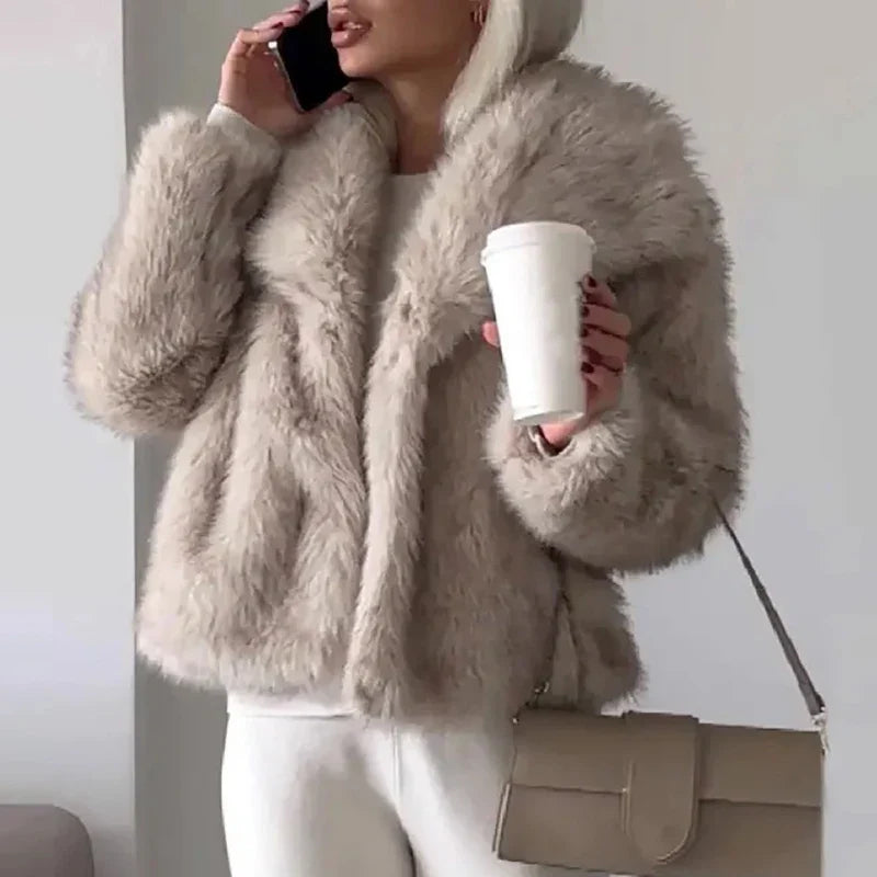 Plush Faux Fur Jacket | Soft Pink Winter Outerwear