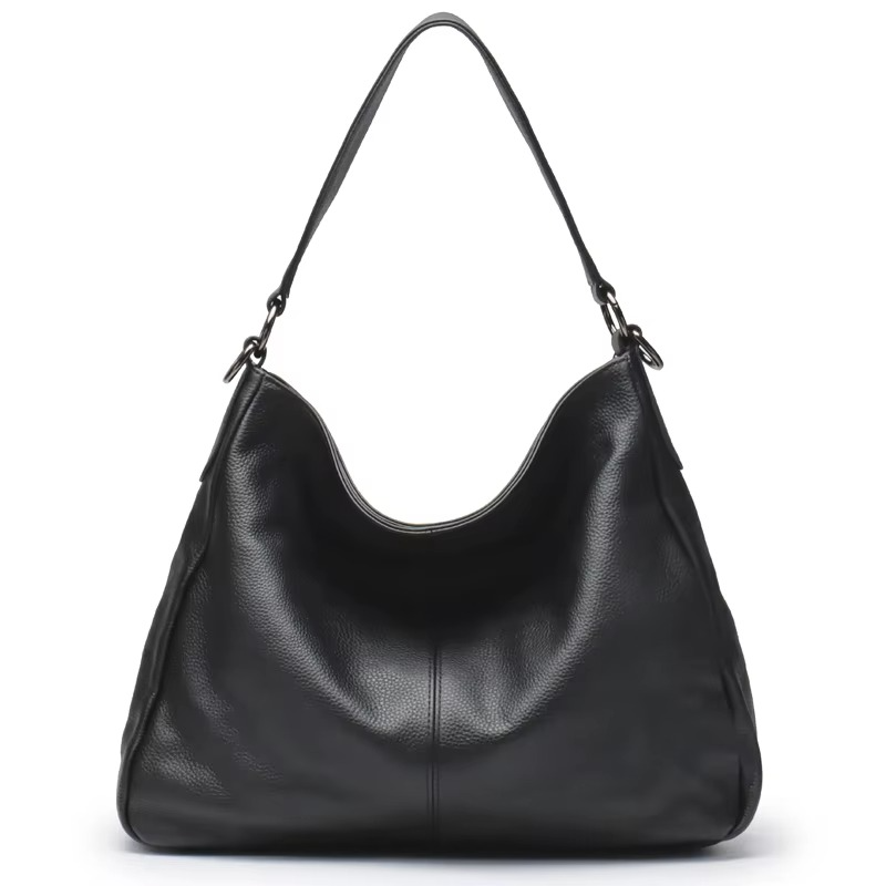 Classic Leather Hobo Bag | Minimalist Black Design