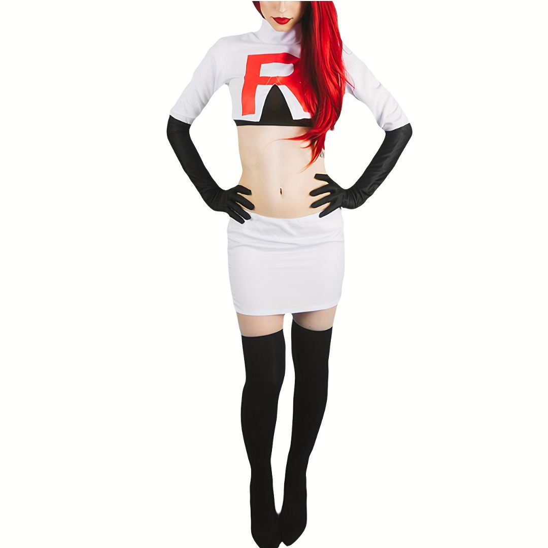 Anime Cosplay Costume | White Two-Piece Set with R Logo