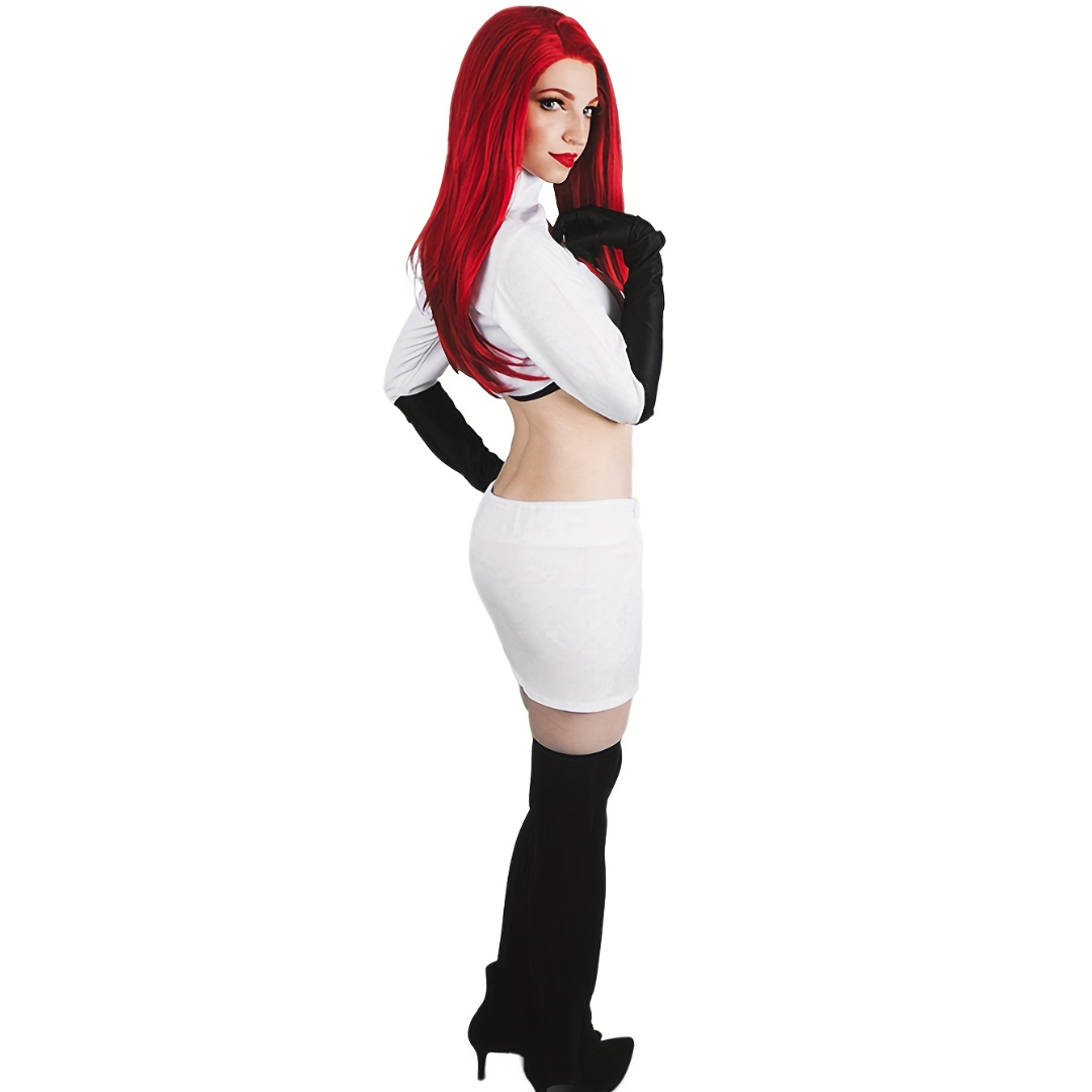 Anime Cosplay Costume | White Two-Piece Set with R Logo