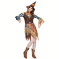 Women’s Halloween Scarecrow Dress | Off-Shoulder Mini Costume