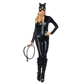 Women’s Halloween Costume Catsuit – Shiny Long Sleeve One-Piece Outfit
