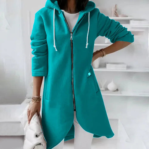 Asymmetric Zip Hoodie | Long Length Cotton Blend Winter Coat