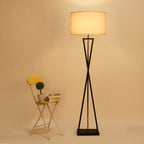 Modern Floor Lamp | Black Metal Frame with Linen Shade