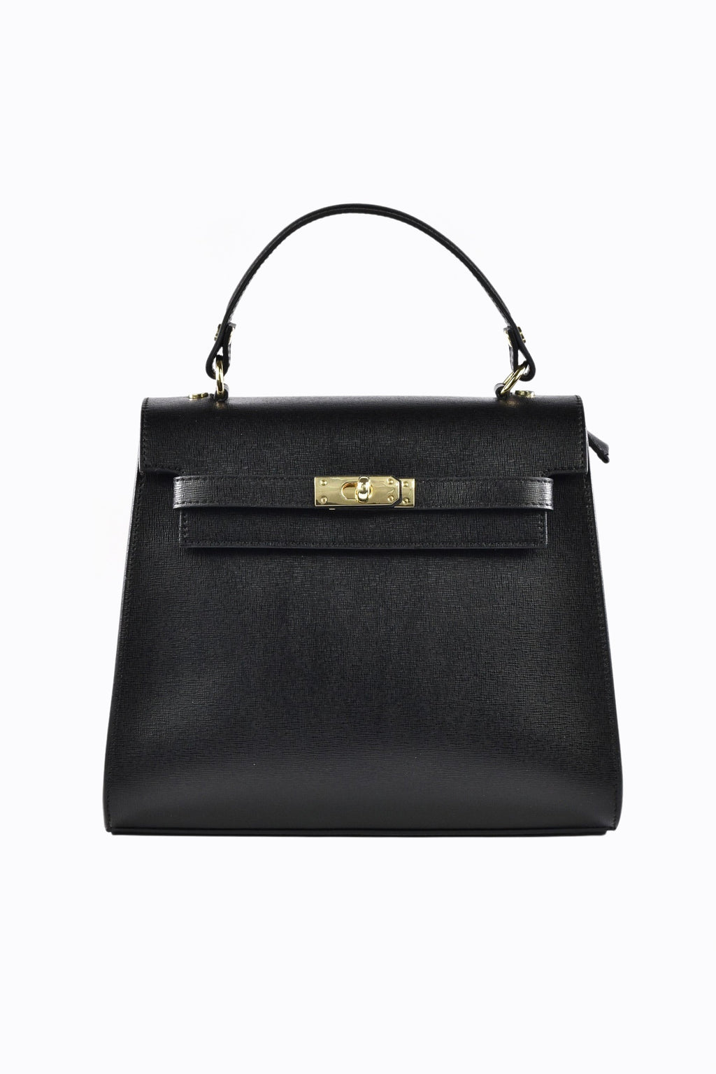 Structured Leather Handbag | Saffiano Top Handle Design