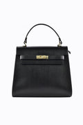 Structured Leather Handbag | Saffiano Top Handle Design