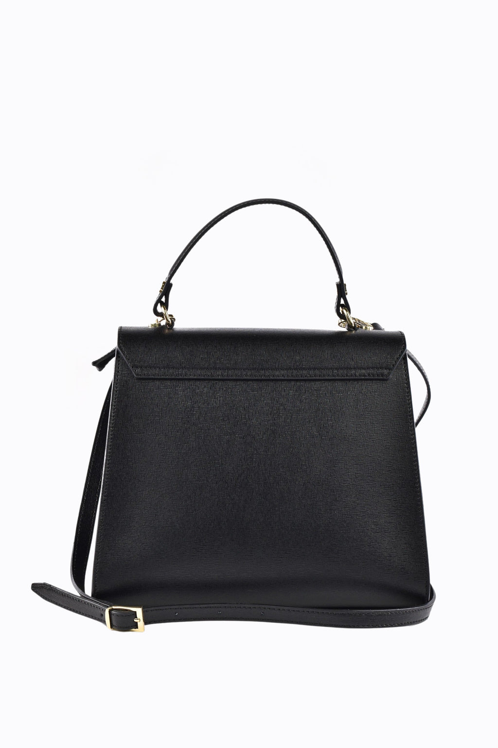 Structured Leather Handbag | Saffiano Top Handle Design
