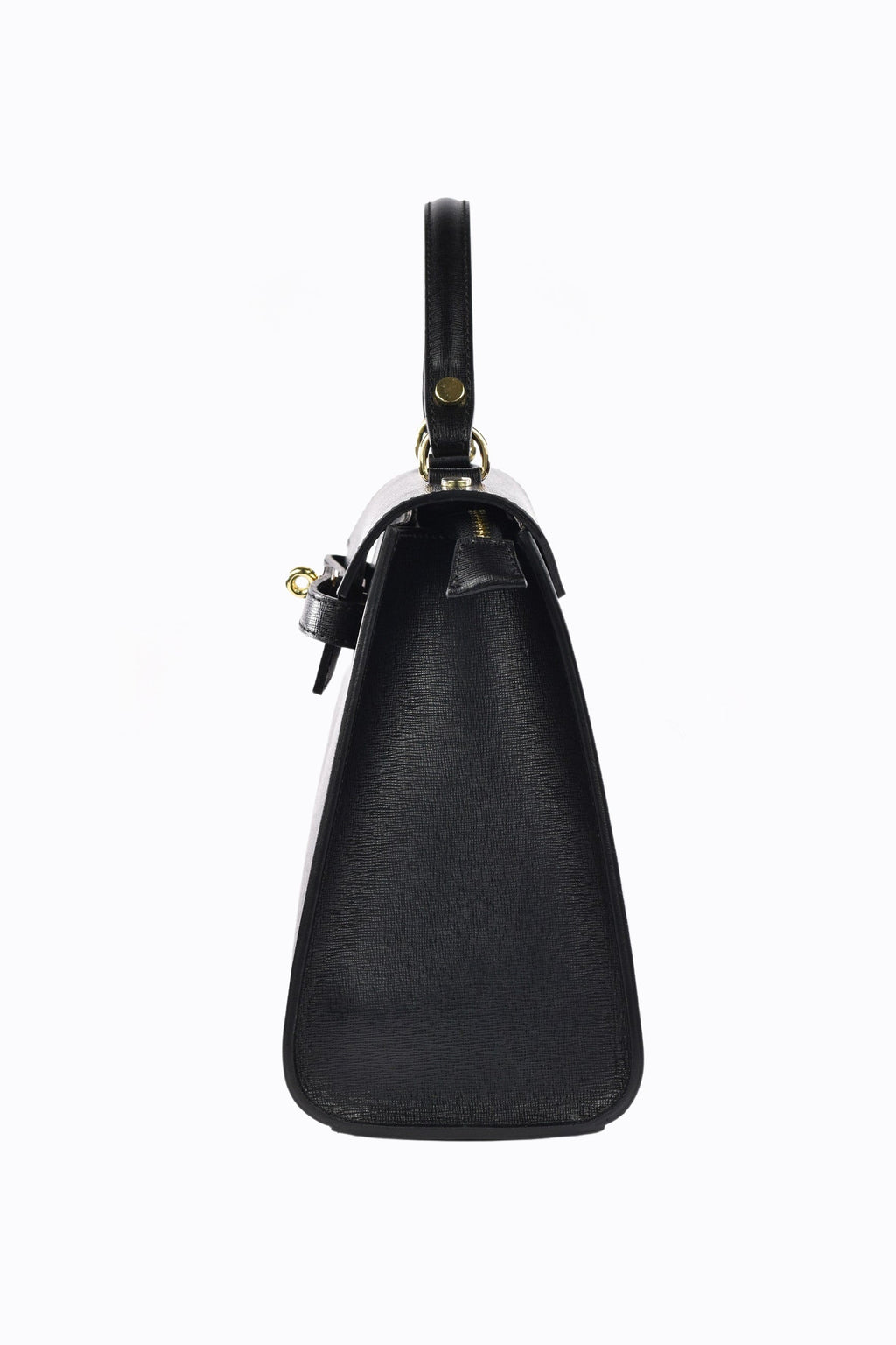 Structured Leather Handbag | Saffiano Top Handle Design