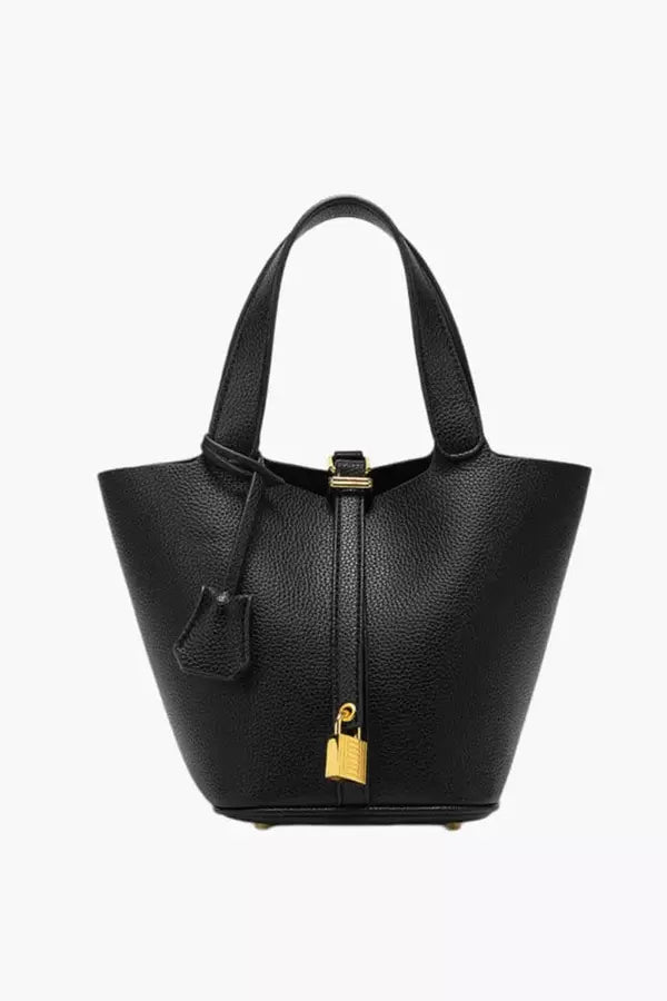 Classic Tote Handbag | Cream Textured Leather Look