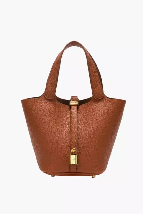 Classic Tote Handbag | Cream Textured Leather Look