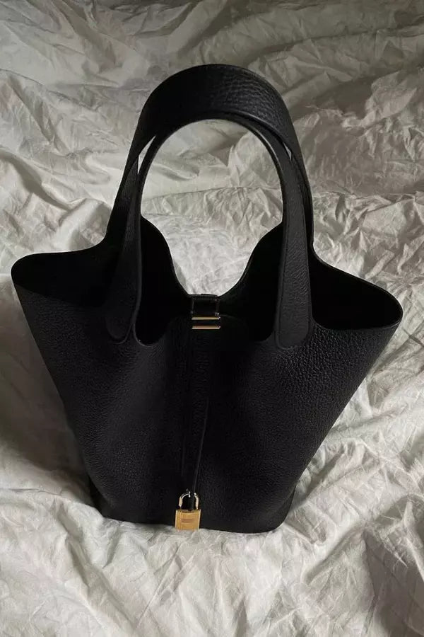 Classic Tote Handbag | Cream Textured Leather Look