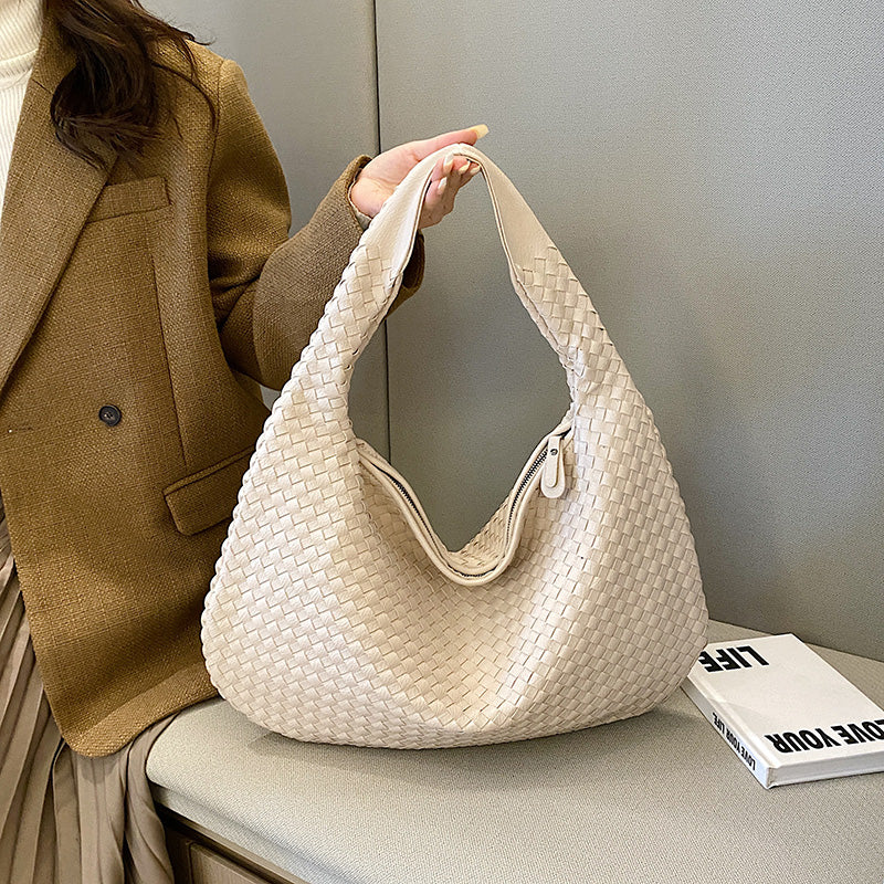 Woven Leather Hobo Bag | Interlaced Pattern Design