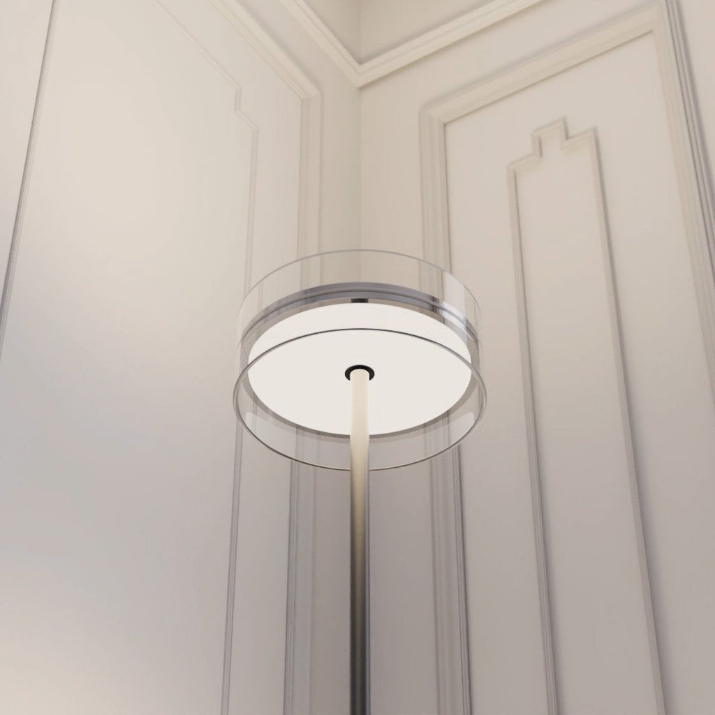 Modern LED Floor Lamp | Glass Disc Shade with Metal Stand