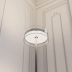 Modern LED Floor Lamp | Glass Disc Shade with Metal Stand